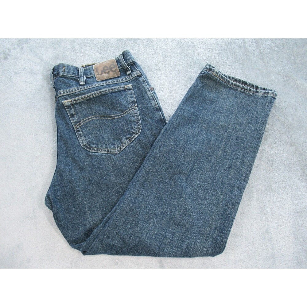 Lee Jeans Men's 38x29 (Actual 33x28) Regular Fit Straight Leg Blue 5-Pocket